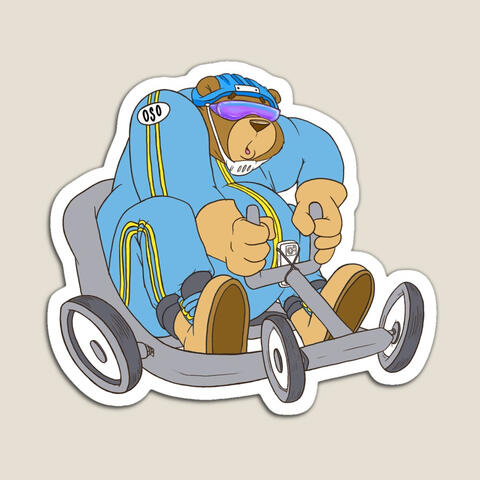 Oso Olympico Downhill Soapbox Racer Sticker Magnet